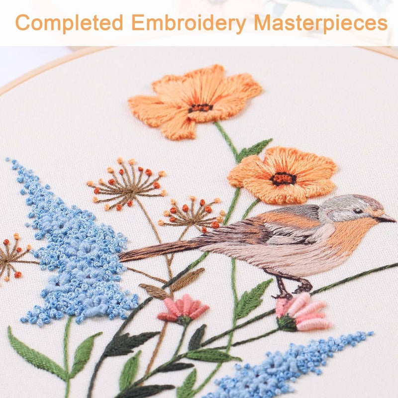 REEWISLY 3p Embroidery Starter Kit Patterns, DIY Adult Cross Stitch Kits Beginner, Including 3 Plastic Embroidery Rings, 1 Scissors, Colored Threads,Needles and Instructions - Image 5